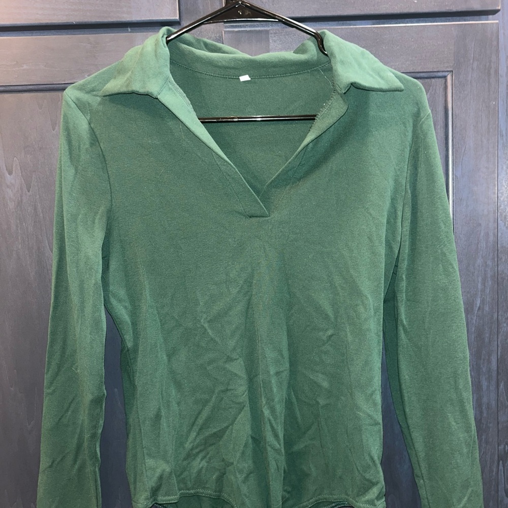 Chic Forest Green Long Sleeve Women's Top